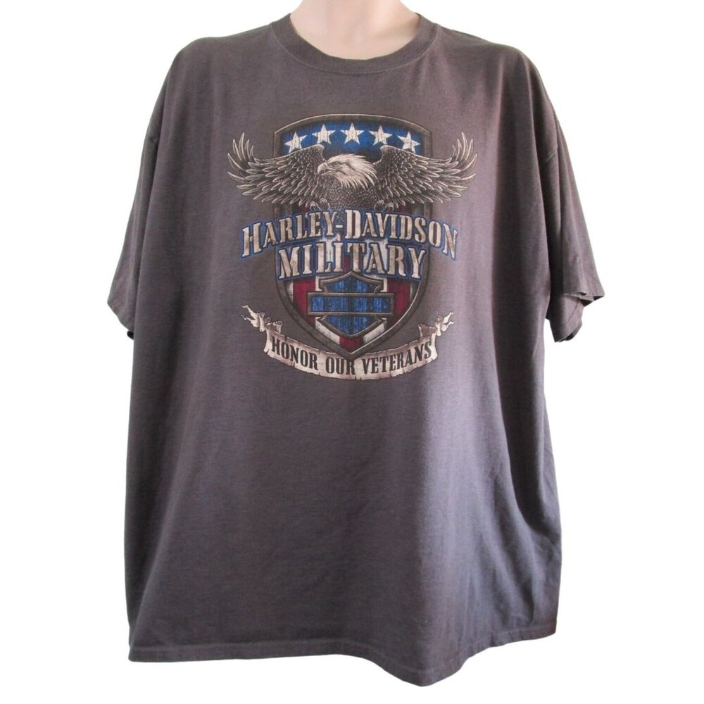 Harley Davidson Military T-Shirt Honor Our Veterans Gray Short Sleeve 2X